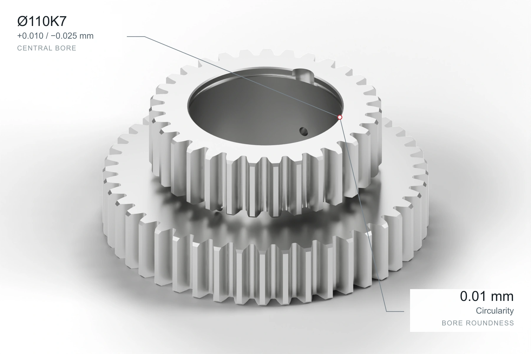 Compound gear CAD studio render with example drawing requirements